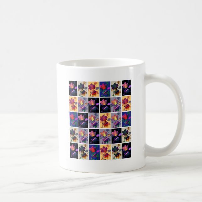 Herbstlaub Rustikale Patchwork-Quilt-Collage Kaffeetasse (Rechts)