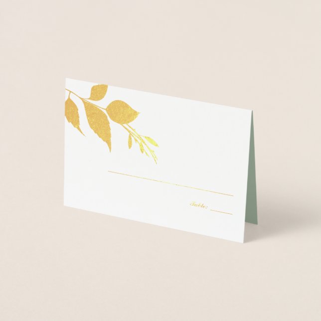 Herbstlaub sage Green Wedding Platzkarte Folienkarte (Vorderseite)