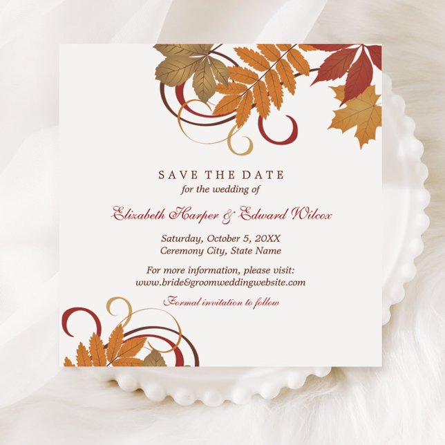 Herbstlaub Scrolling Herbsthochzeit Save The Date (Von Creator hochgeladen)