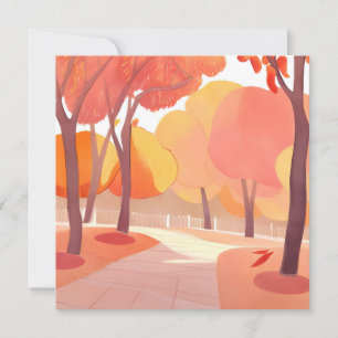 Herbstlaub Spaziergang   Abstrakte Aquarellmalerei Karte