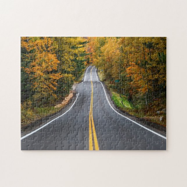 Herbstlaub-Straßenreise (Horizontal)