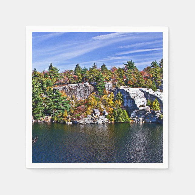 Herbstlaub um See Minnewaska Serviette (Vorderseite)