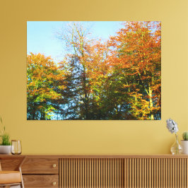 Herbstlaub und blauer Himmel - Leinwanddruck