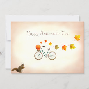 Herbstlaub und Eichhörnchen Frohe Herbstgrüße Karte