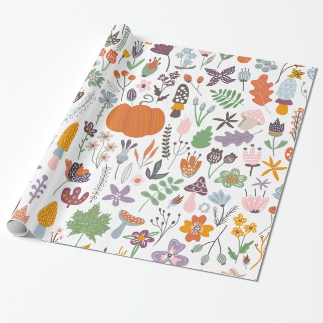 Herbstlaub- und Fallsymbolmuster Geschenkpapier (Ungerollt)