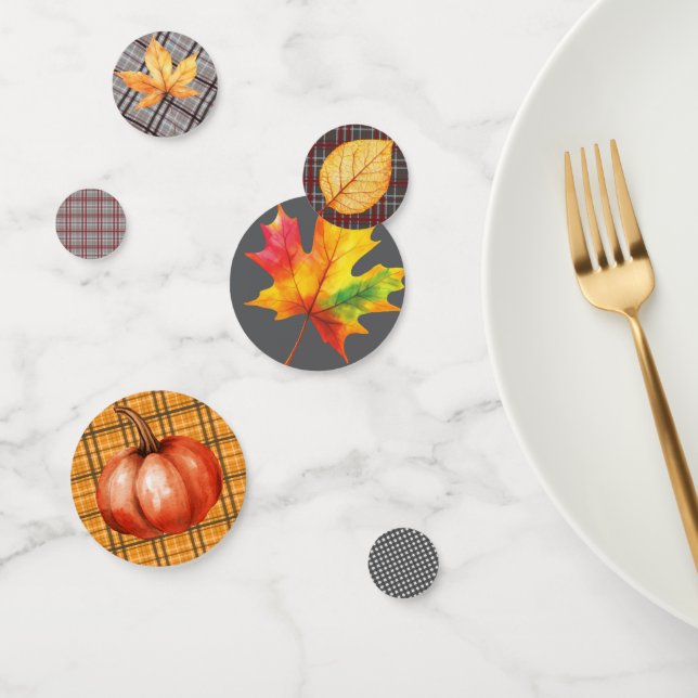 Herbstlaub und Gingham Konfetti (Gruppe)