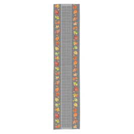 Herbstlaub und Gingham Kurzer Tischläufer