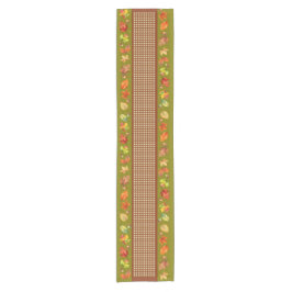 Herbstlaub und Gingham Kurzer Tischläufer