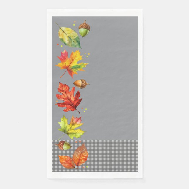 Herbstlaub und Gingham Serviette (Vorderseite)