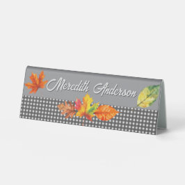 Herbstlaub und Gingham Tischaufsteller