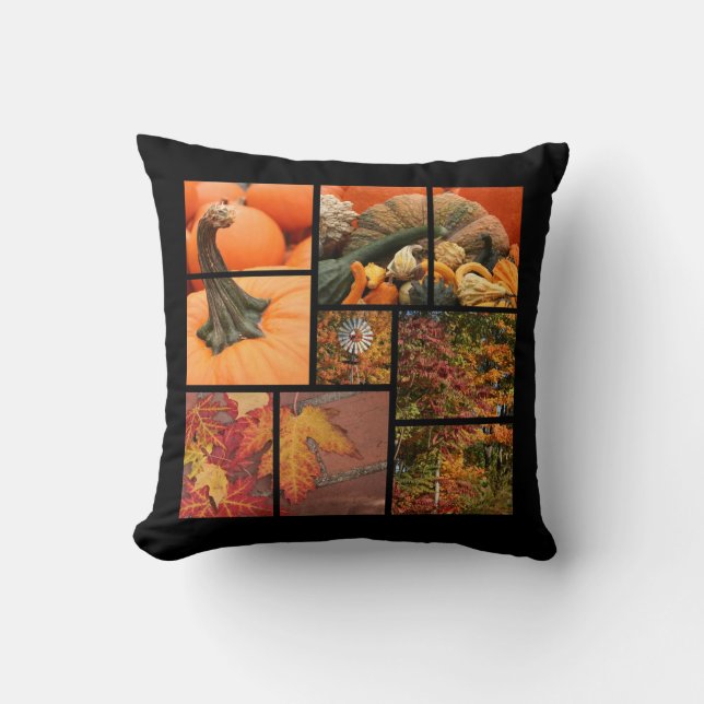 Herbstlaub und Kürbise Kissen (Vorderseite)