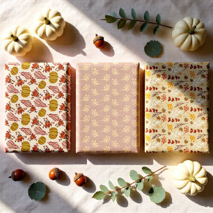 Herbstlaub und Kürbisernte Geschenkpapier Set