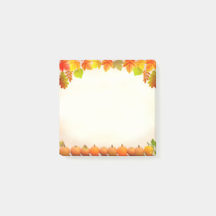 Herbstlaub und Kürbisse auf Rolle Post-it Klebezettel
