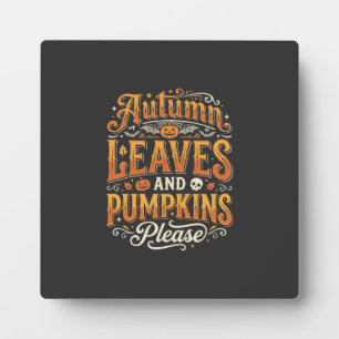 Herbstlaub und Kürbisse bitte Halloween-Design Fotoplatte