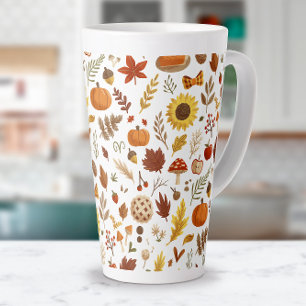 Herbstlaub und Kürbisse in Weiß Thanksgiving Milchtasse