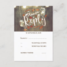 Herbstlaub und Mason Jars Wedding RSVP