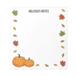 Herbstlaub und Orangenpumpen mit benutzerdefiniert Notizblock