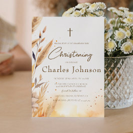 Herbstlaub und Pampas Boy Christening Einladung