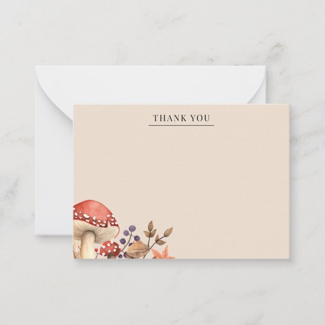 Herbstlaub und Pilze Vielen Dank Mitteilungskarte (Vorderseite)