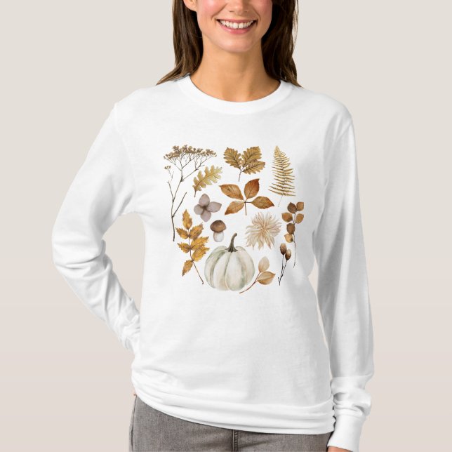 Herbstlaub und Pumpkin T-Shirt (Vorderseite)