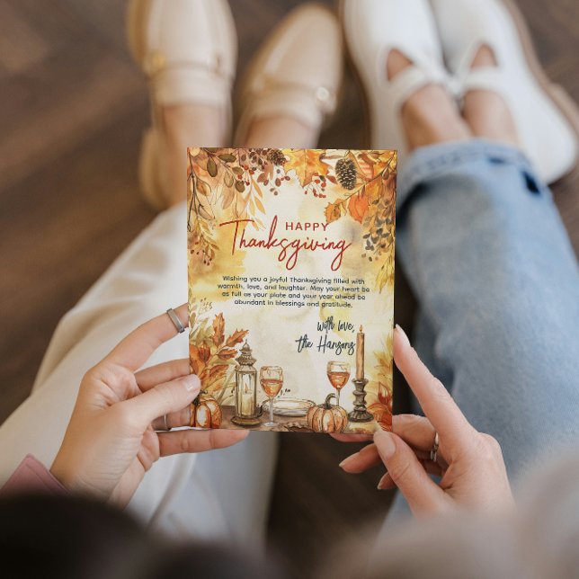 Herbstlaub und Pumpkins Erntedank Feiertagskarte (Von Creator hochgeladen)