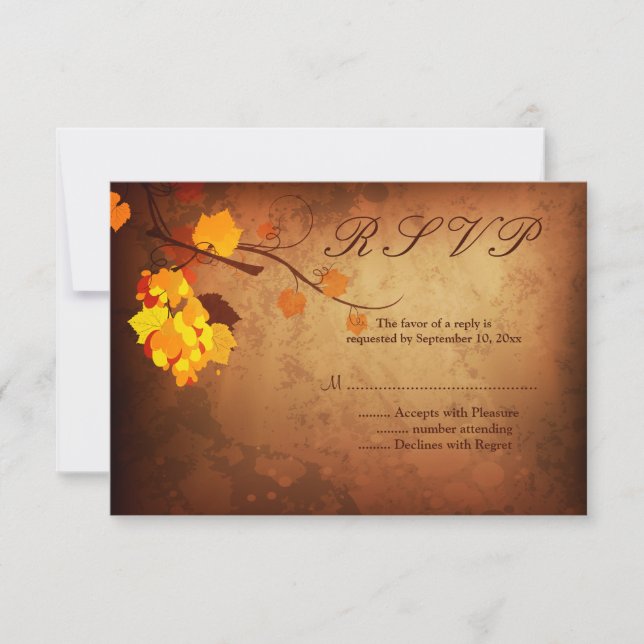 Herbstlaub Vintag in Not geratene Hochzeit rsvp An (Vorderseite)
