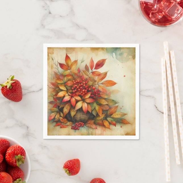 Herbstlaub Vintage Herbstfarben Serviette (Beispiel)