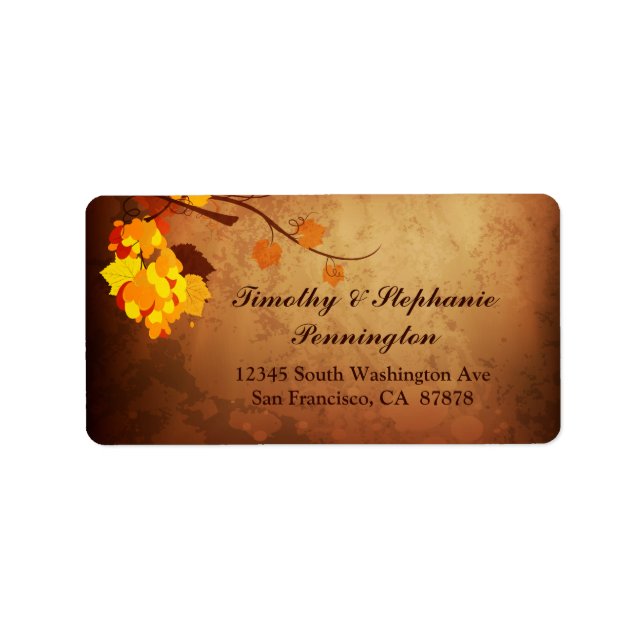 Herbstlaub Vintage Not Hochzeitadresse Adressaufkleber (Vorne)