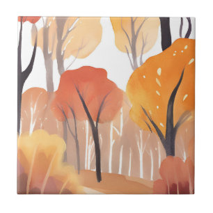 Herbstlaub Wald Wasserfarbe Blätter Fliese