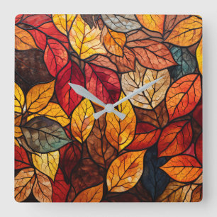 Herbstlaub Wall Clock Quadratische Wanduhr