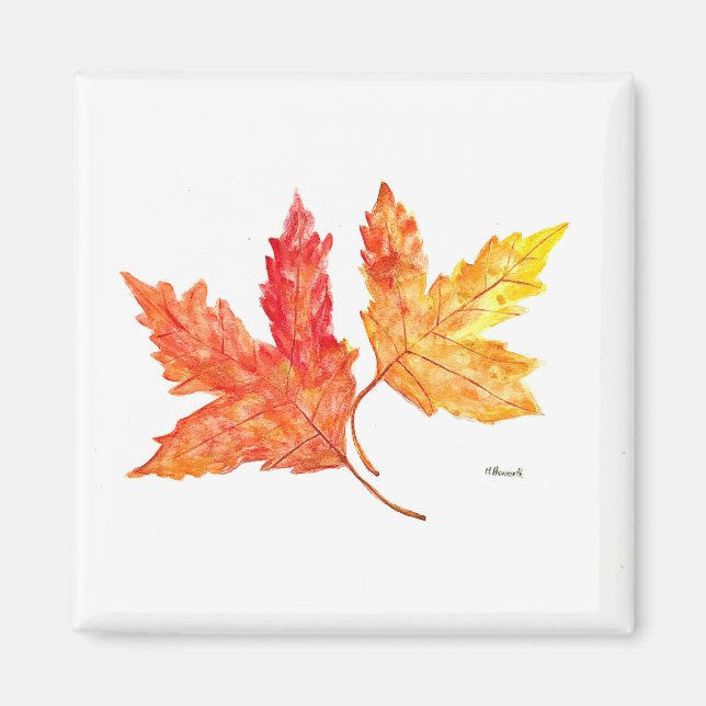 Herbstlaub Wasserfarbe Magnet (Vorne)