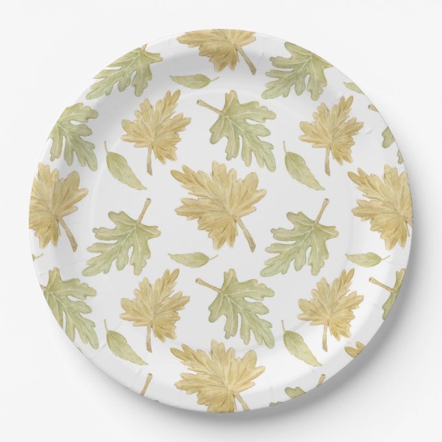 Herbstlaub Wasserfarbe Thanksgiving-Muster  Pappteller (Vorderseite)