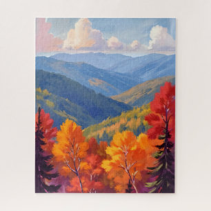 Herbstlaub Wasserfarben-Gebirgslandschaft