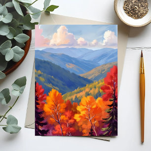 Herbstlaub   Wasserfarben-Gebirgslandschaft Postkarte