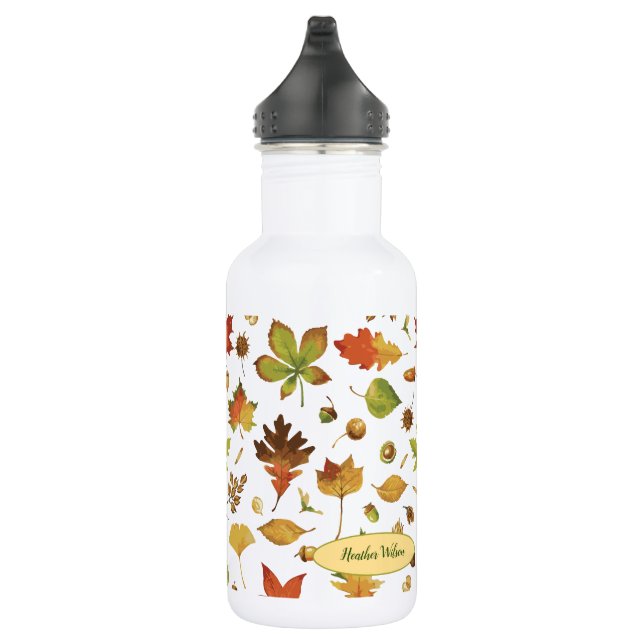 Herbstlaub Wasserflasche mit Name (Rechts)