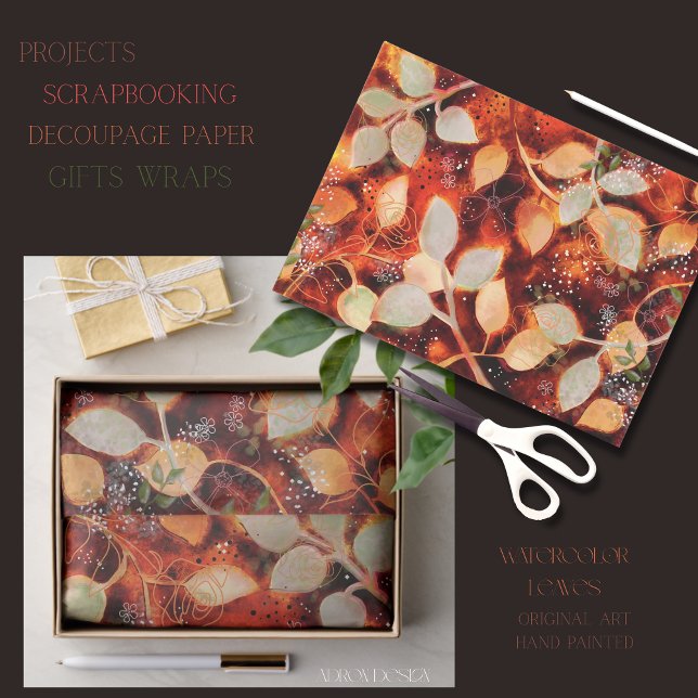 Herbstlaub-Watercolor-Tissue-Papier Seidenpapier (Vibrant Fall Leaves Watercolor Tissue Paper)
