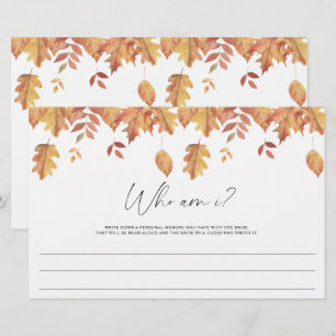 Herbstlaub - Wer bin ich Brautparty Briefpapier