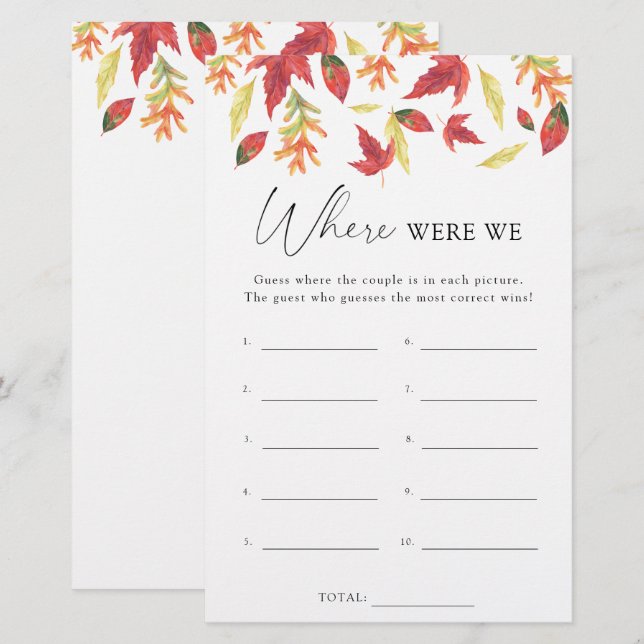 Herbstlaub - Wo waren wir Brautparty (Vorne/Hinten)