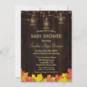 Herbstlaub Wood Old Lanterns BABY SHOWER Einladung