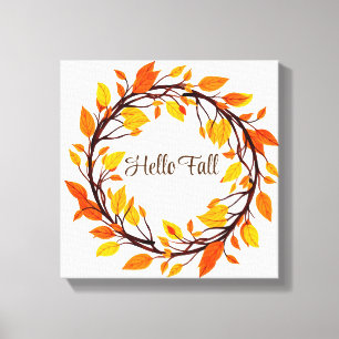 Herbstlaub Wreath Leinwand Art