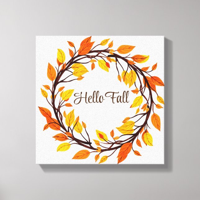 Herbstlaub Wreath Leinwand Art (Vorderseite)