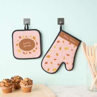 Herbstlaub zählt Segen Backen Erinnerungen Ofenhandschuh & Topflappen-Set