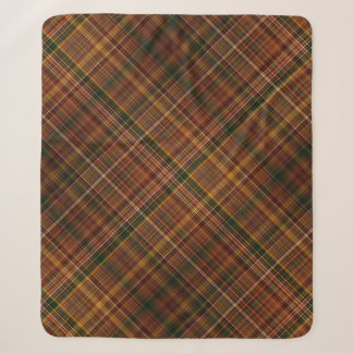 Herbstlaubbraun, Rostrot und Grün Kariert Sherpadecke