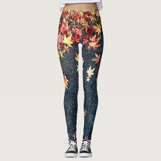 Herbstlaube auf Gehsteig Leggings (Vorderseite)