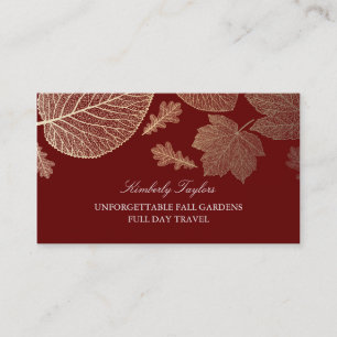 Herbstlaube aus Gold und Burgund Elegant Visitenkarte