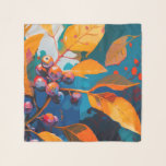 Herbstlaube beerhaben gestrichen. Abstraktes Waldg Schal<br><div class="desc">Herbstlaub und Rowan Beere Scarf. Abstraktes modernes Waldland Herbst Naturöl Malerei Kunst in blau gelb orange Farben.</div>