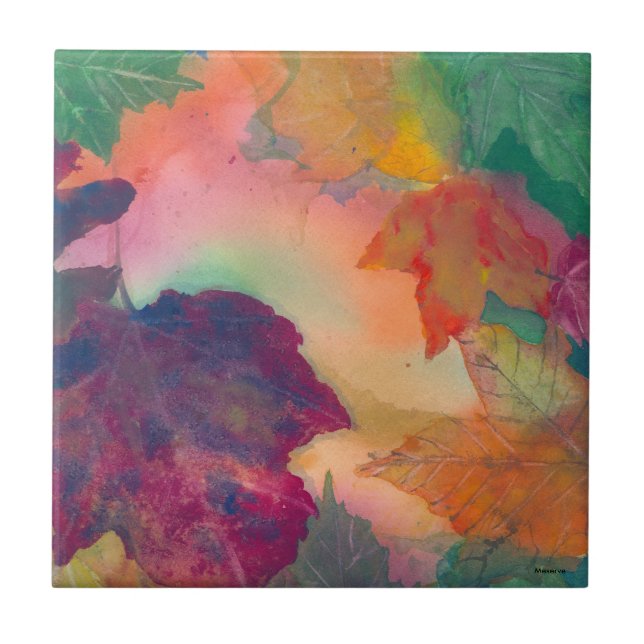 Herbstlaube entlang der Küste in Neuengland Fliese (Vorderseite)