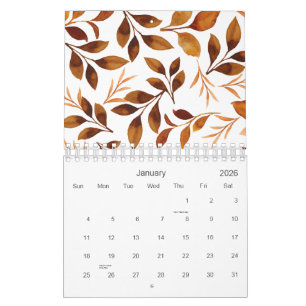 Herbstlaube für Aquarellbilder Muster 2026 Kalender