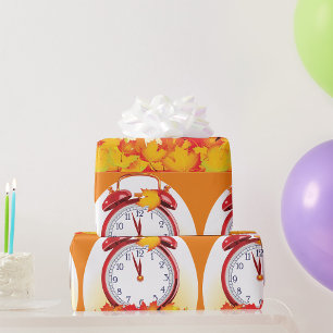 Herbstlaube für den Herbstwechsel und Retro-Uhr Geschenkpapier
