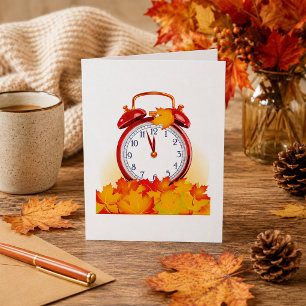 Herbstlaube für den Herbstwechsel und Retro-Uhr Karte